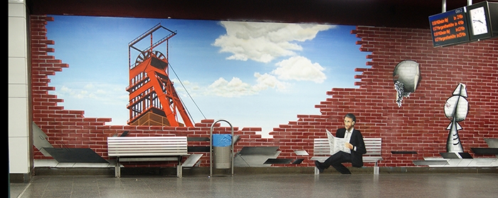 Farbwandel Fassadenkunst U-Bahnhof Bismarckplatz Essen