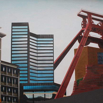 Farbwandel Fassadenkunst Wandgestaltung DGB Haus