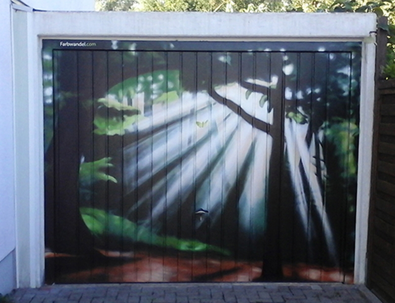 Farbwandel Fassadenkunst - individuelle Garagenbemalungen