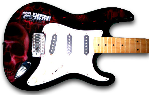 Farbwandel Fassadenkunst Airbrush E-Gitarre