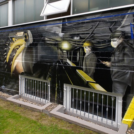 Farbwandel Fassadenkunst Bergbau im Ruhrgebiet