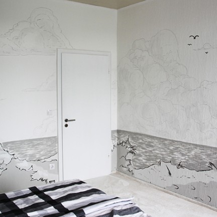 Farbwandel Fassadenkunst Schlafzimmerstrand