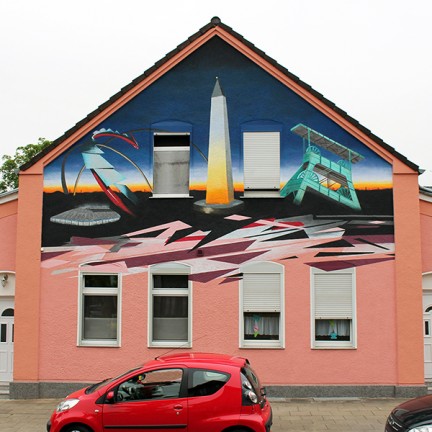 Farbwandel Fassadenkunst Wandgestaltung