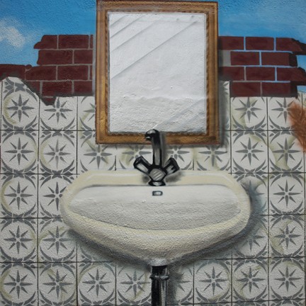 Farbwandel Fassadenkunst Werbeauftrag Install & Grohe