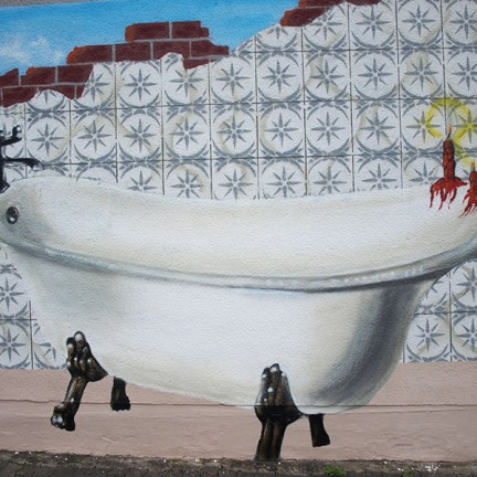 Farbwandel Fassadenkunst Werbeauftrag Install & Grohe