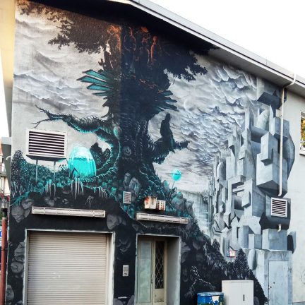 Farbwandel Fassadenkunst UFAM - Urban Fine Art Meeting Mural Art Jan Schoch Schim Tilt Peter Petersen